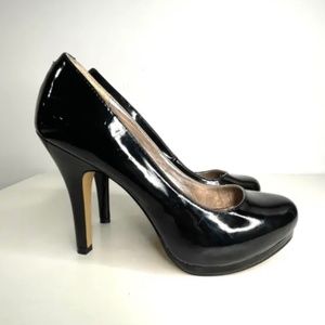 Steve Madden Shoes Pumps 7.5 Black Platform Elaya Patent Leather Heels Round Toe
